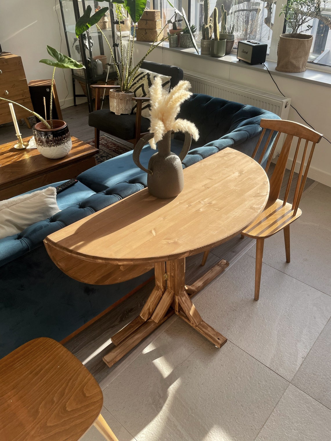 Handmade Folding Fold Down Dining Table. Half Moon Drop Leaf - Etsy