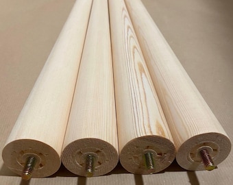 solid wood tapered wooden table legs 73.5cm long. natural wood. Set of 4