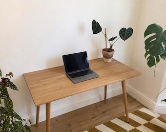 Handmade Solid Oak Desk | Modern Home Office Desk | Solid Wood Computer Table | Scandinavian Minimalist Desk,  120cm x 60