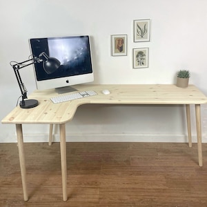 Handmade Solid Wood Corner Desk Table Curves Workstation 160 X