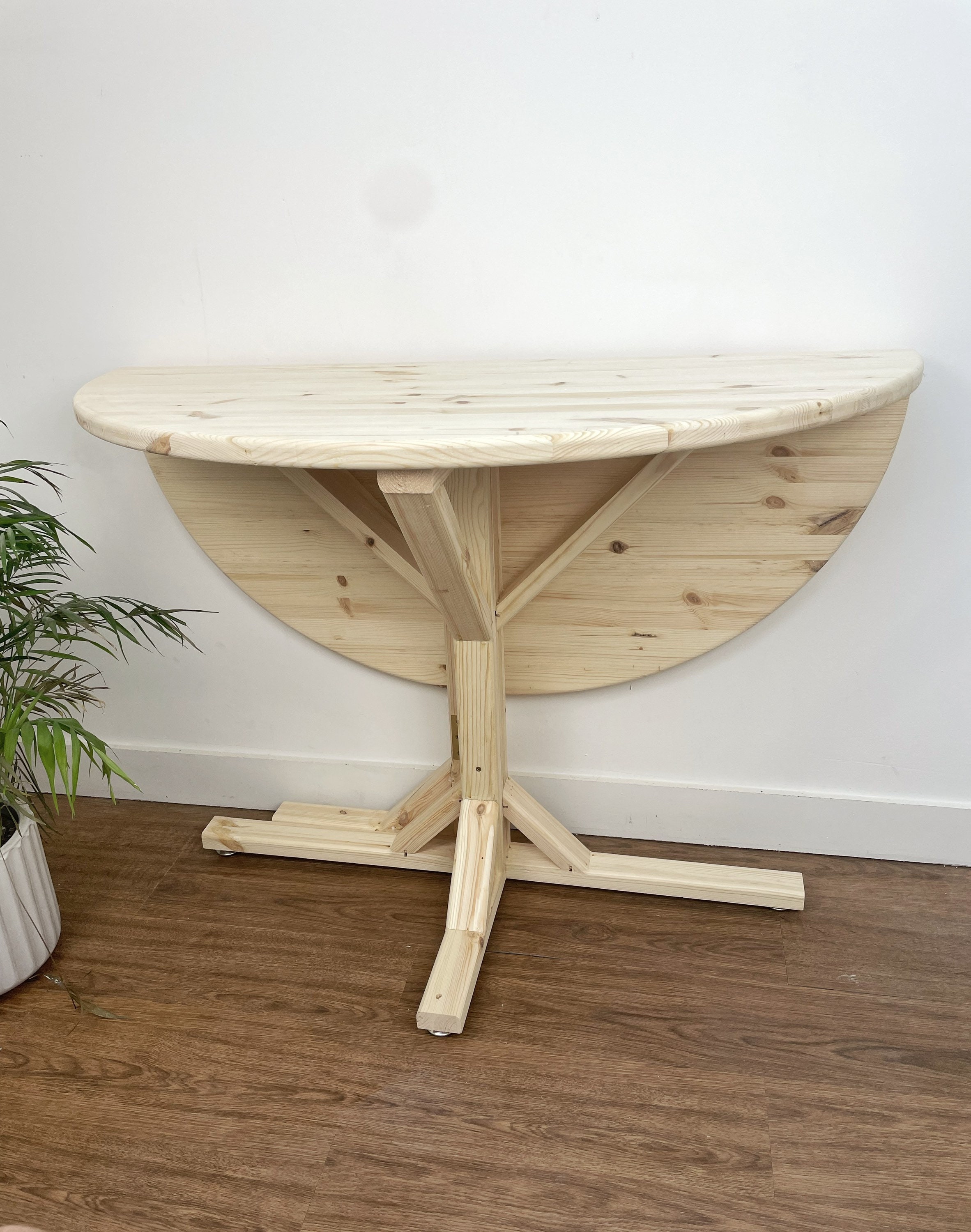 Handmade Folding Fold Down Dining Table. Half Moon Drop Leaf Kitchen Table.  Oval, Circular, Semi Circle, Natural, Solid Wood, Custom Sized. - Etsy UK