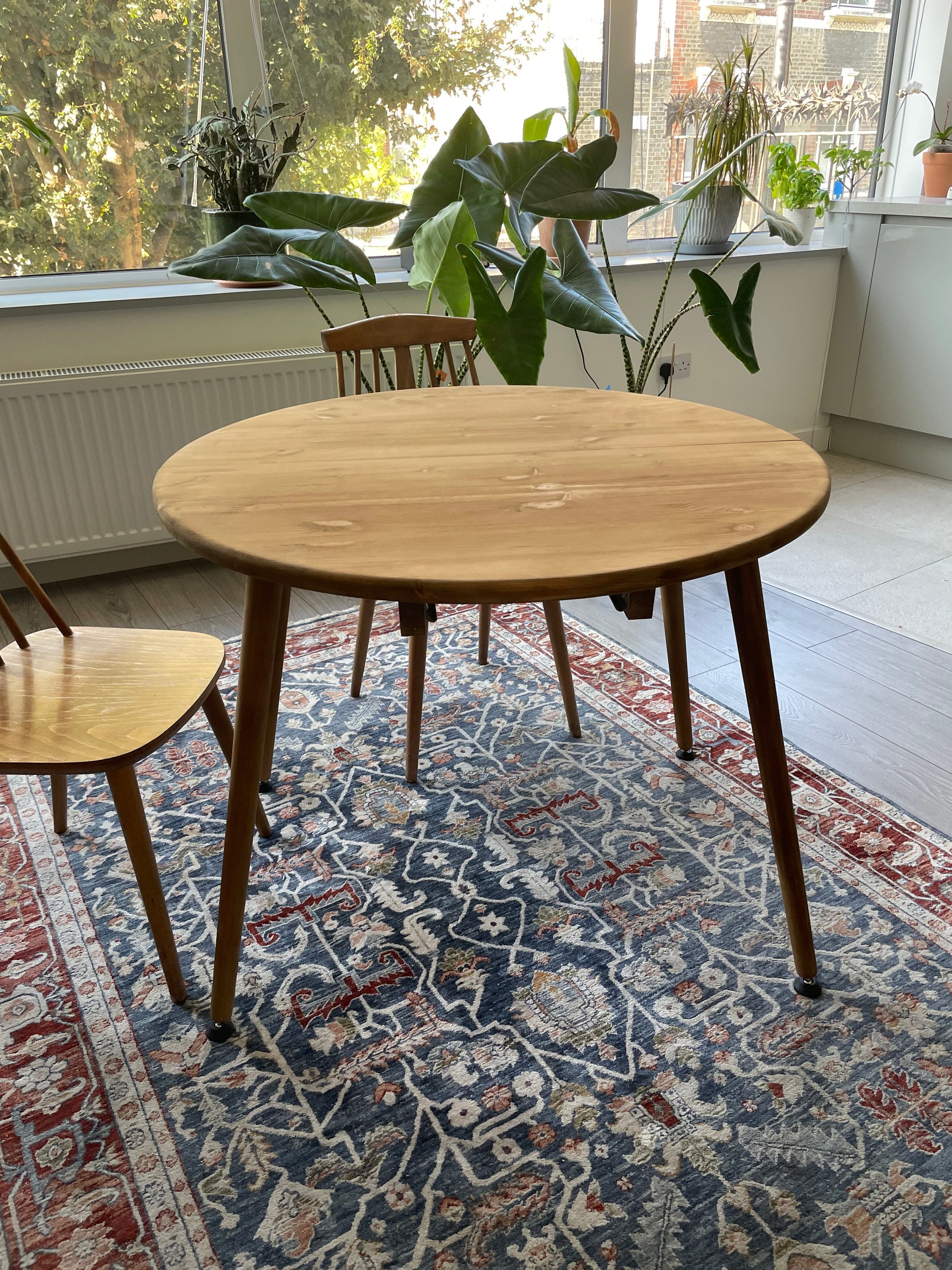 Extending Extendable Round Dining Table Circular Wooden Legs Solid Wood Handmade 90cm to 150cm. Etsy