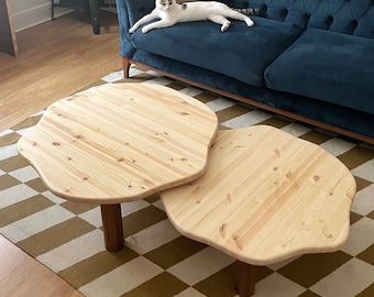 Wavey nesting coffee table, round, curve, wave, natural, organic shape, wiggly side table