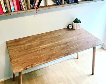 Bespoke handmade wooden table / desk. 95 x 60, tapered wood legs. Natural, light, , medium, dark hipster urban style any size.