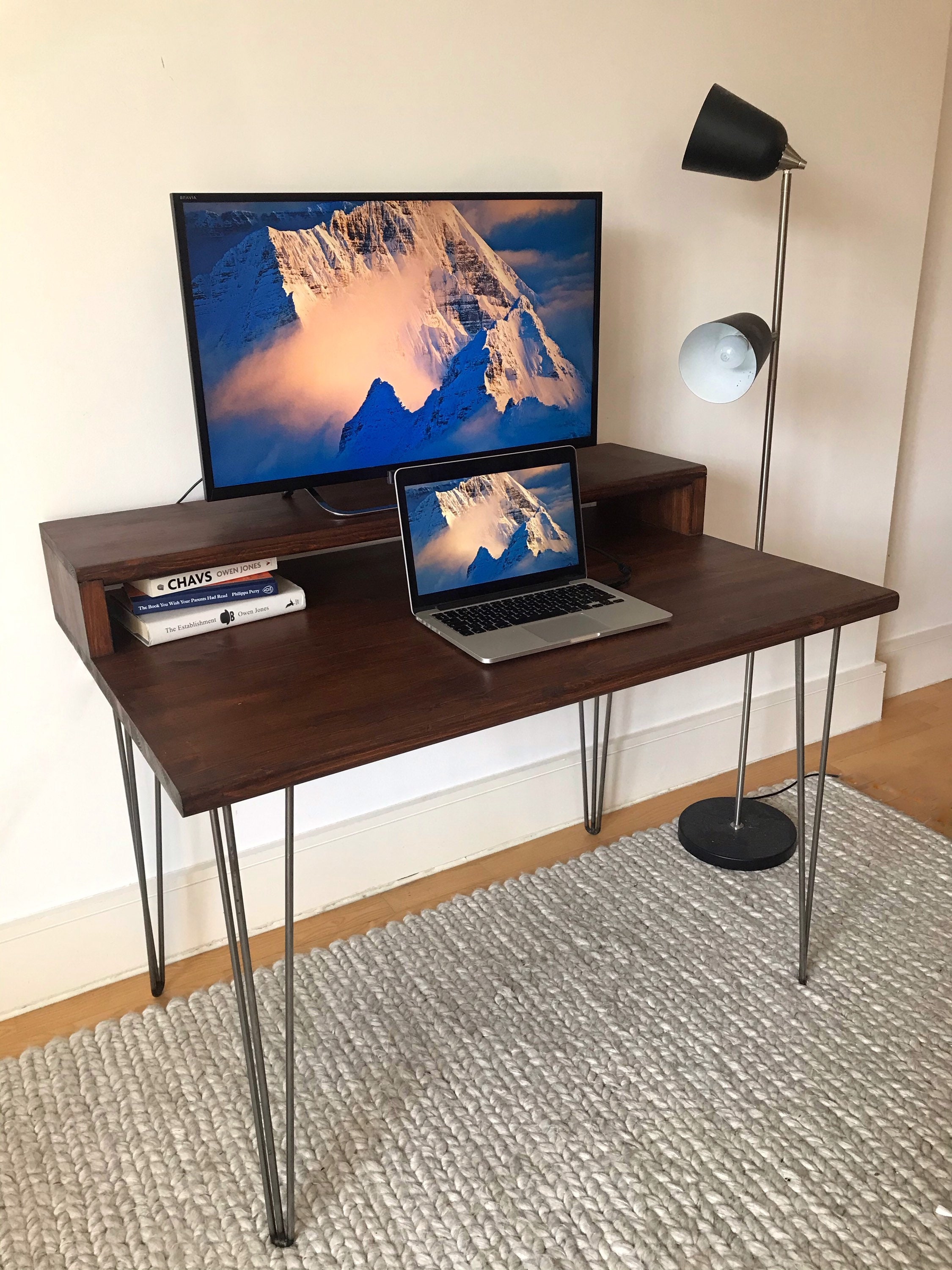 Computer Desk Work Station Modern Large Home Office Study Table 160cm  Medium Oak Effect