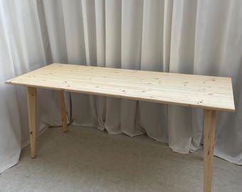 Bespoke handmade wooden table / desk. 200 x 60,  long strong tapered wood legs. Natural, light, , medium, dark hipster urban style any size.