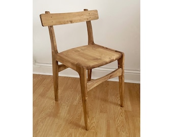 Handmade solid wood dining chair, natural wood