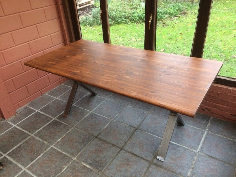 Bespoke Handmade Wooden X Legs Dark Waxed Dinning Table Desk. Etsy