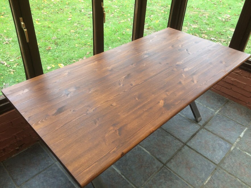 Bespoke handmade wooden X legs dark waxed dinning table desk. Etsy