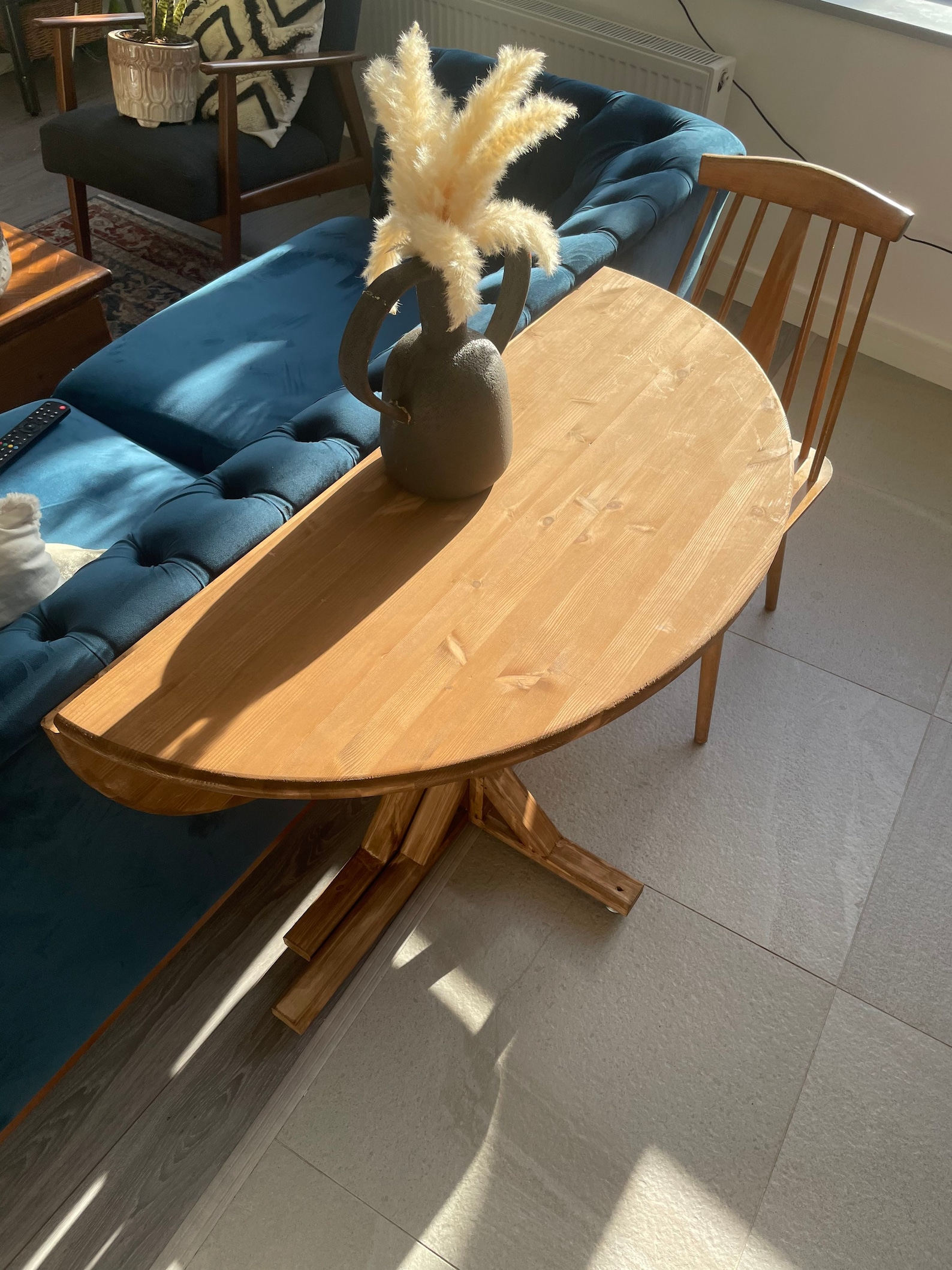 Handmade Folding Fold Down Dining Table. Half Moon Drop Leaf Kitchen Table. Oval, Circular, Semi ...