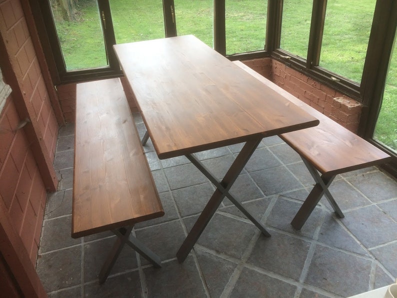 Bespoke Handmade Wooden X Legs Dark Waxed Dinning Table 200cm Etsy
