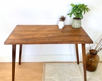 Bespoke handmade wooden table / desk. 95 x 60, tapered wood legs. Dark, hipster urban style