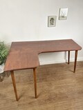 Handmade solid wood corner desk / table, curves, workstation. Natural, light, dark, waxed, computer desk L shape