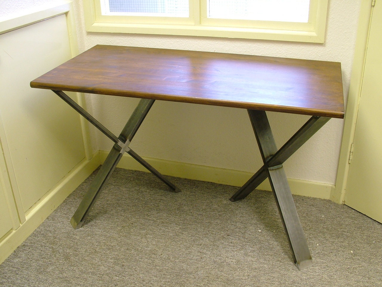 Bespoke Handmade Hipster Wooden X Legs Dark Waxed Table Desk. Etsy