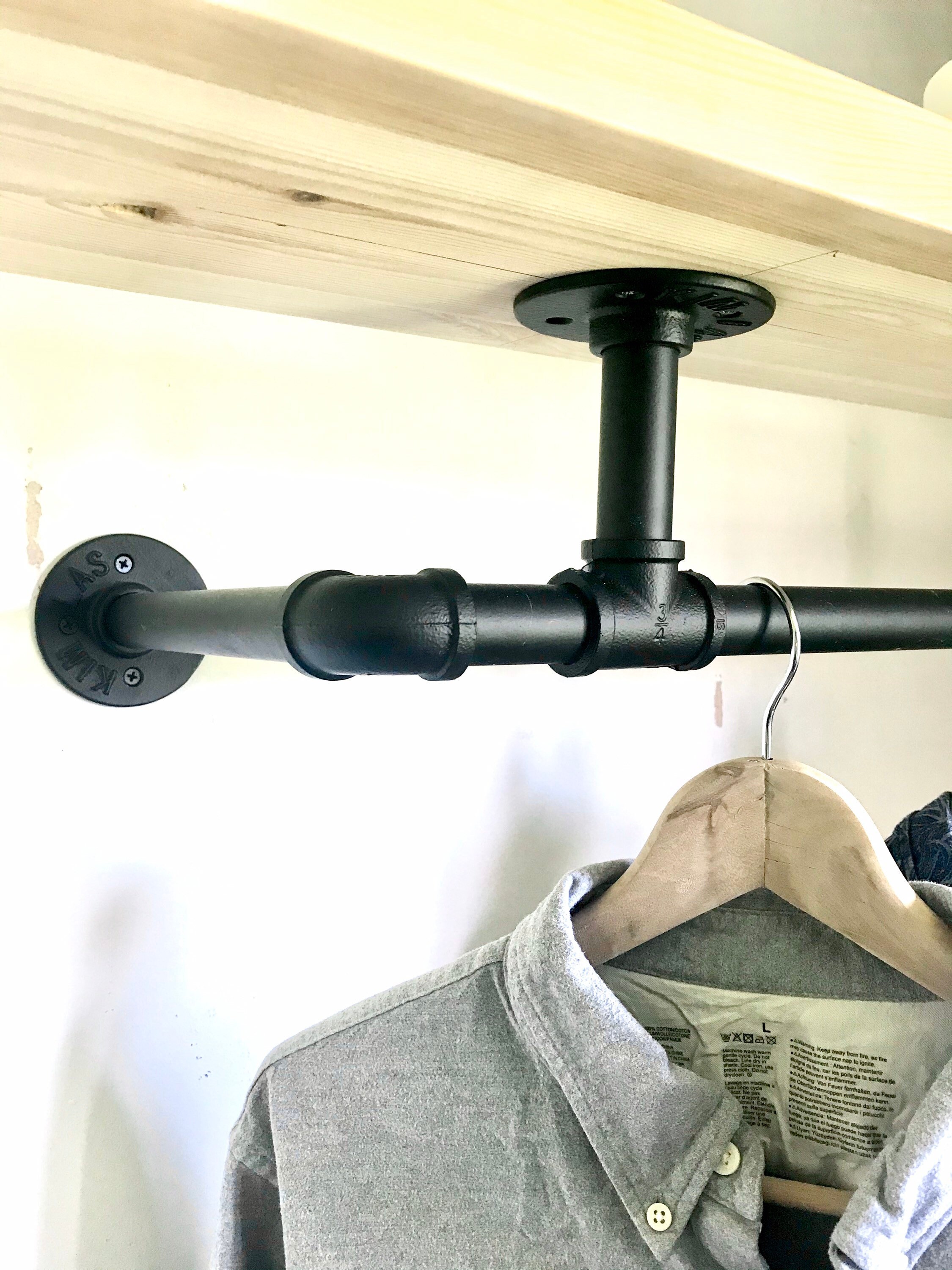 Bespoke Pipe Clothes Rail Shelf Hanger Shelve Wood 100cm Waxed Etsy UK