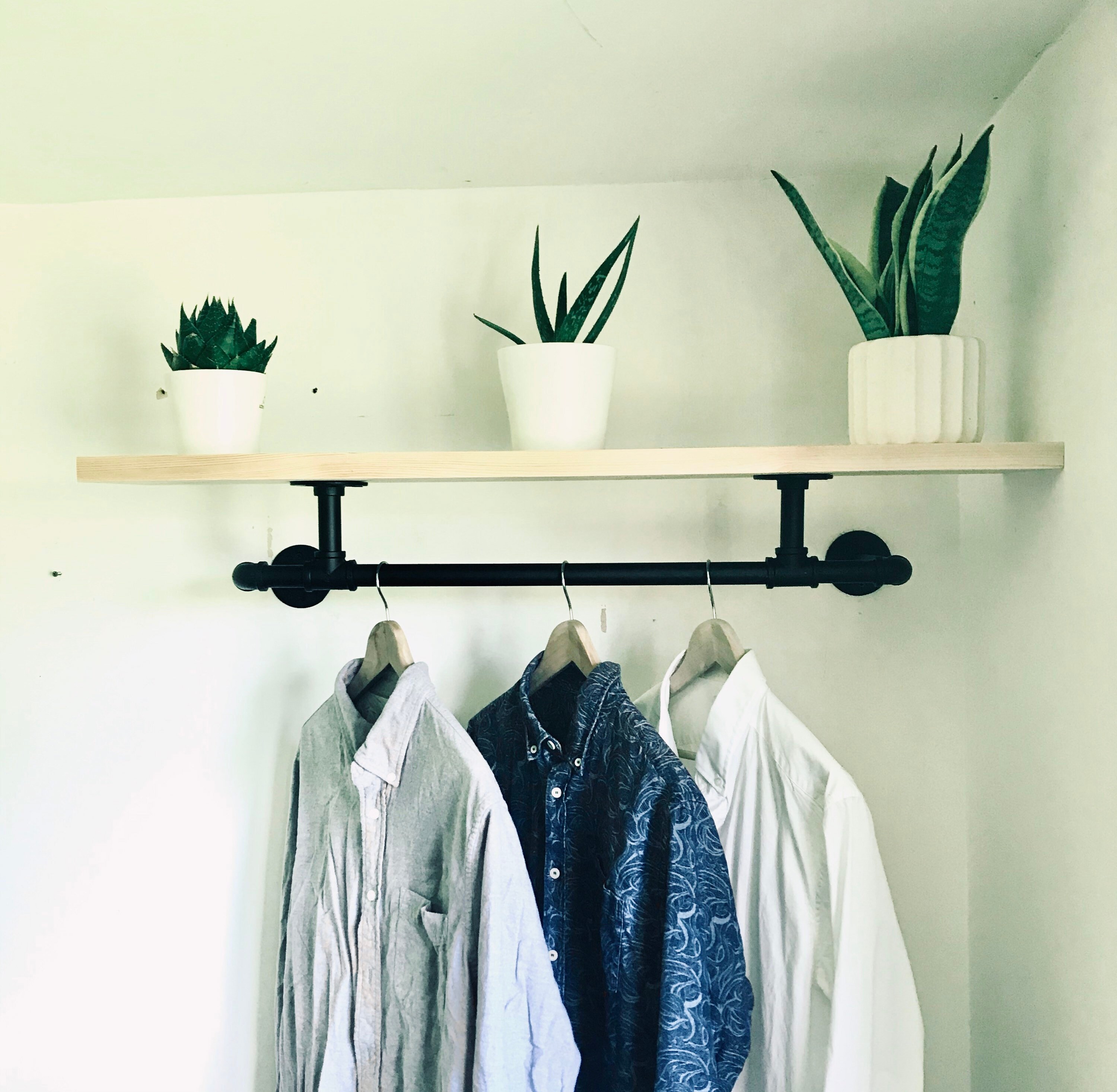 Bespoke Pipe Clothes Rail Shelf Hanger Shelve Wood 100cm Waxed Etsy UK