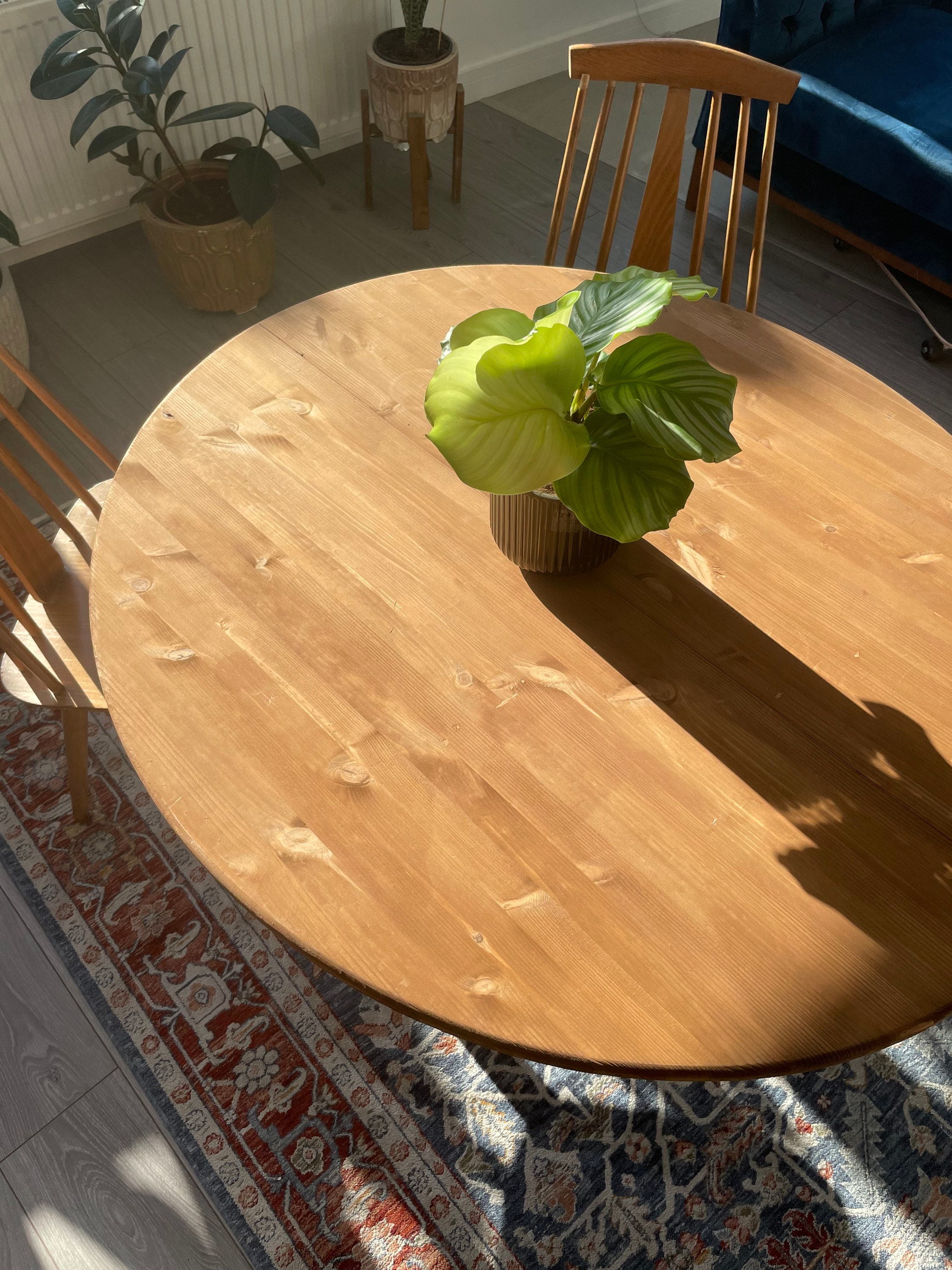 Handmade Folding Fold Down Dining Table. Half Moon Drop Leaf