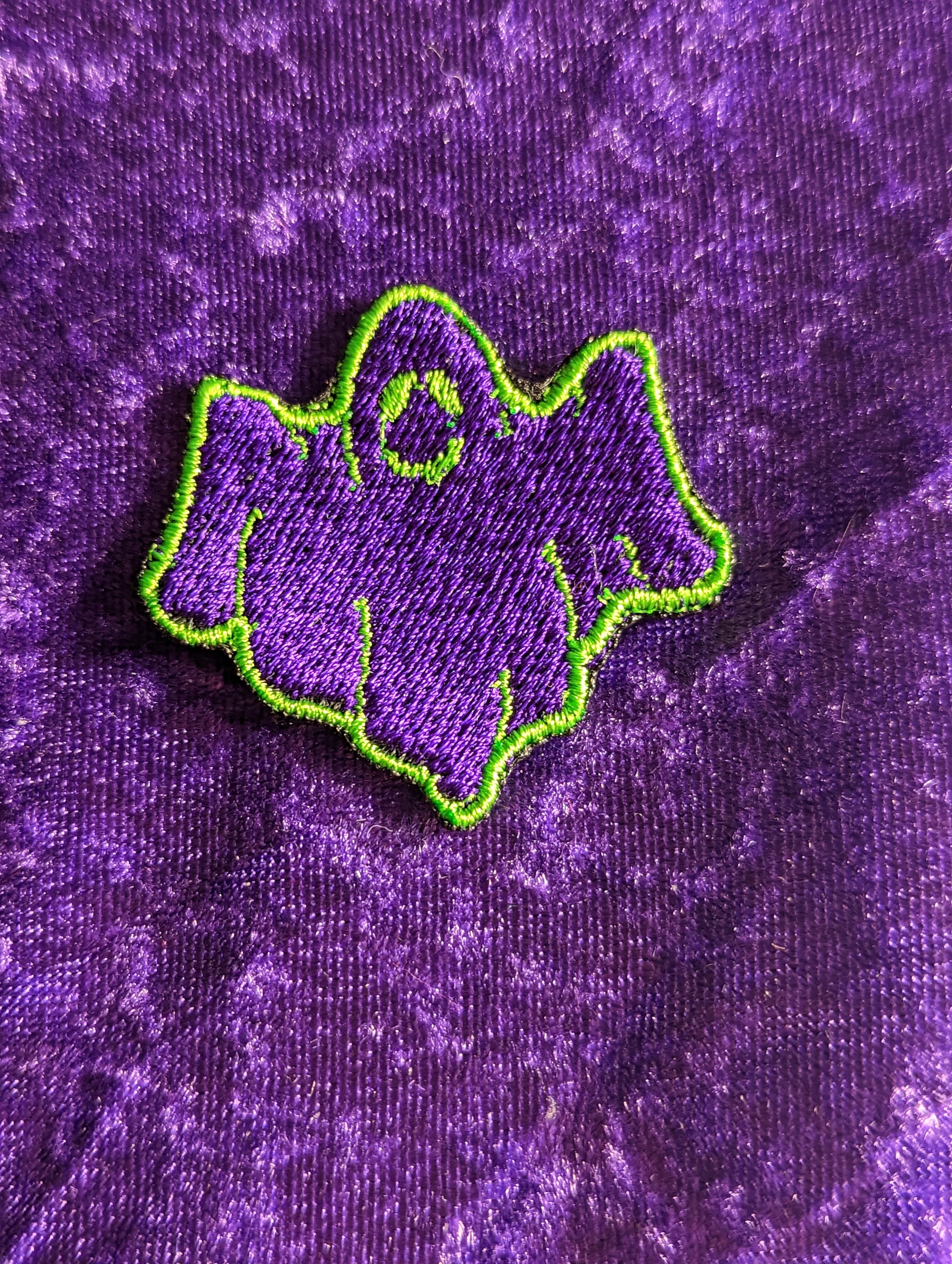 Purple and Green Ghost Embroidered Patch - Etsy