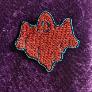Pink and blue ghost embroidered patch
