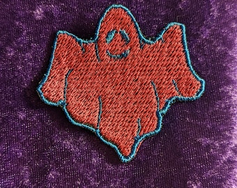 Pink and blue ghost embroidered patch