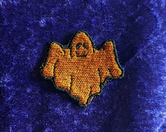Orange and black ghost embroidered patch