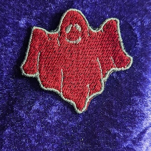 Red and silver ghost embroidered patch