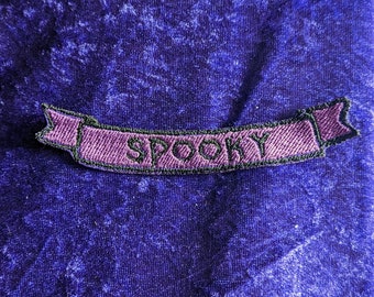 Spooky banner embroidered patch - purple