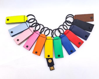 Yubikey Holder Keychain Protect Yubikey 5 NFC Leather Case Yubico Yubikey 5C NFC Cover Security Key Leather Yubikey Protector Flip Case