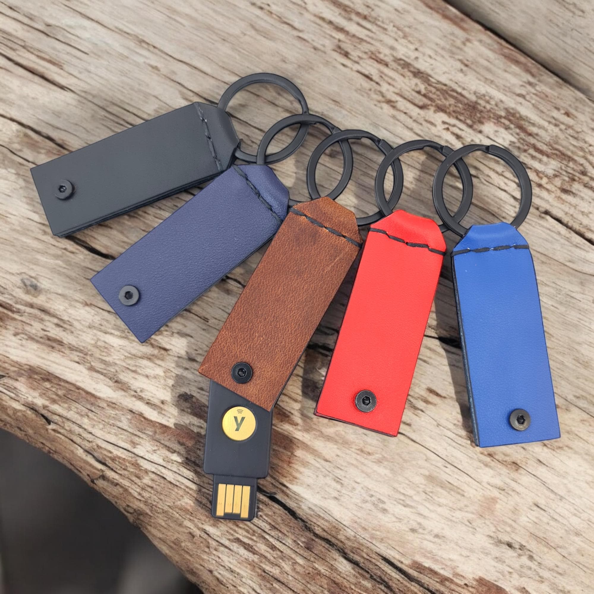 Yubikey Leather Case Protector Yubico 5 NFC Keychain Holder