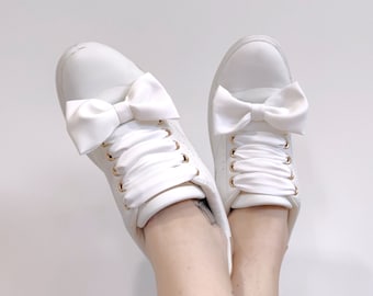 White Shoelaces, Shoelaces with Bow, Shoelace Ribbons, Cute Shoelaces, Shoe Strings, Original Laces for Sneakers and Shoes, Gift for Her