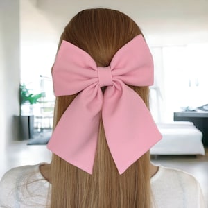 Hair Bow, Pink Hair Bow, Large Hair Bow, Hair Accessories, Gifts For Her, Coquette Bow, Bow Hair Tie, French Barrette Bow
