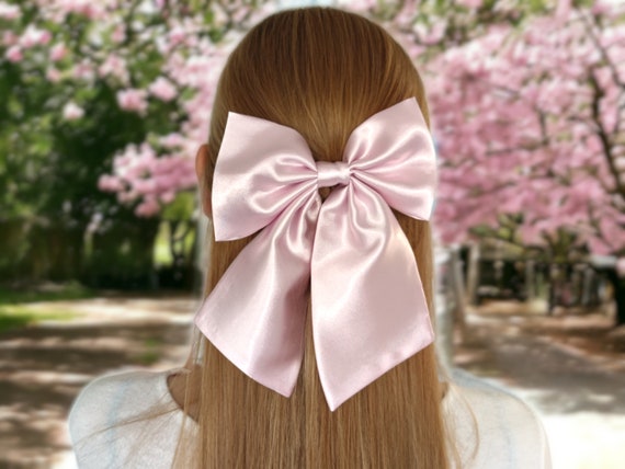Pink Satin Hair Bow, Coquette Hair Bow, Hair Accessories  display picture 1