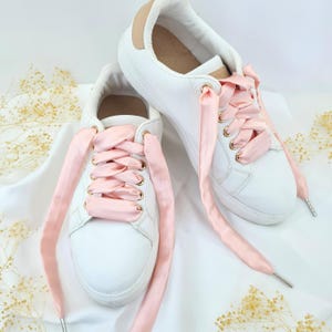 Cadarços de cetim rosa, cadarços largos de cetim, cadarços extravagantes, cadarços de casamento, cadarços personalizados, transparentes