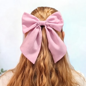 Pink Hair Bow, Hair Accessories, Large Hair Bow, French Barrette Bow, Bow Hair Tie, Hair Clip, Gift for Her, Coquette Bow