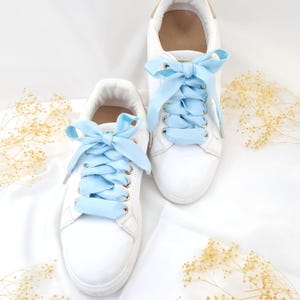 Blue Wide Shoelaces Wedding Lace Shoelaces Fancy Shoe Strings Blue Ribbon Shoelaces Sport Team Color Laces for Sneakers and Shoes