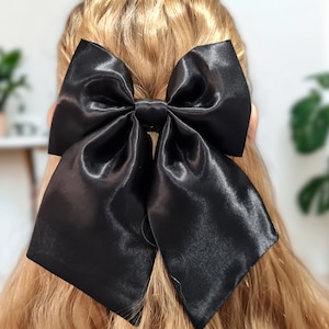 Black Hair Bow, Hair Accessories, Hair Clips, Gifts For Her, Elegant Hair Grip, Bridesmaid Gift, Hair Pin, Bow Hairtie, Women's Hair Bows
