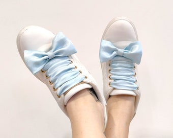 Shoelaces, Light Blue Shoelaces, Shoelace Ribbons, Shoelaces with Bow, Shoe Strings, Original Laces for Sneakers and Shoes, Gift for Her