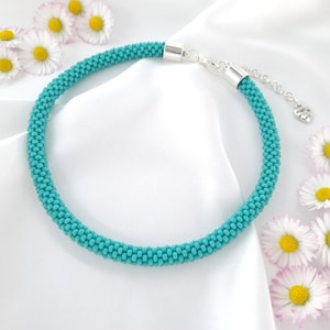 Beaded Necklaces Handmade, Handwoven Necklace, Seed Bead Choker, Turquoise Necklaces, Boho Necklace, Handmade Jewelry, Gift for Her,Handmade