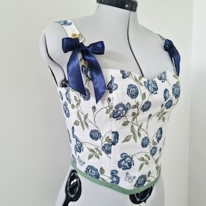 Floral Corset Top, Tapestry Corset Top, Cottagecore Style Corset, Fairy Floral Corset with Straps, Plus Size Corset Top, Milkmaid Corset Top
