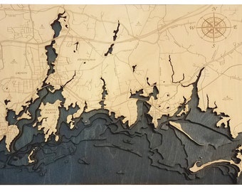 Bathymetric Map of Mystic, CT