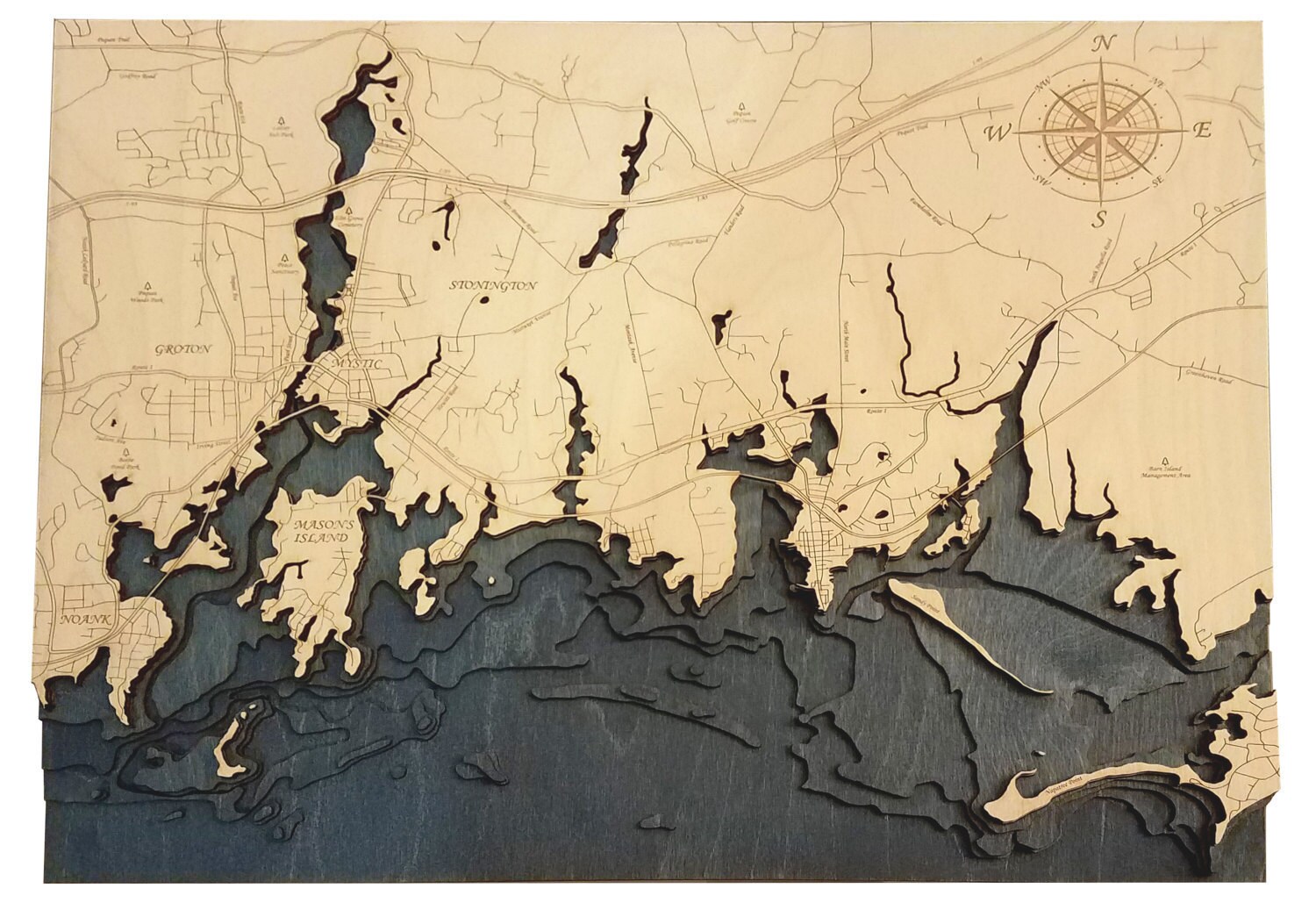 Bathymetric Map of Mystic CT Etsy