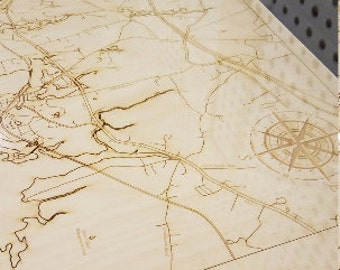 Custom Topographic or Bathymetric Laser cut Map of your city/town