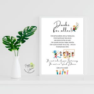 Agradecimento - Cartaz de despedida da creche - PDF para impressão - Presente de última hora para educador ou babá - Jardim de infância - Presente