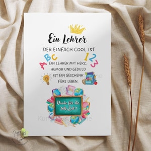 Merci - Affiche d'adieu pour professeur - PDF à imprimer - Cadeau de dernière minute pour professeurs ou tuteurs - Maternelle - Cadeau