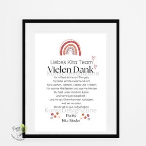 Danke - Poster Kita-Abschied -PDF zum Ausdrucken - Last-Minute-Geschenk für Erzieherin oder Tagesmutter –  Kindergarten - Geschenk