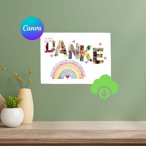 Personalisierte DANKE-Collage  Kita-Abschied – Canva-Vorlage zum Ausdrucken+ Bearbeiten – Fotogeschenk für Erzieherinnen & Tagesmütter