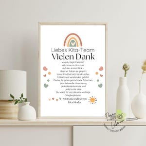 Danke - Poster Kita-Abschied -PDF zum Ausdrucken - Last-Minute-Geschenk für Erzieherin oder Tagesmutter –  Kindergarten - Geschenk
