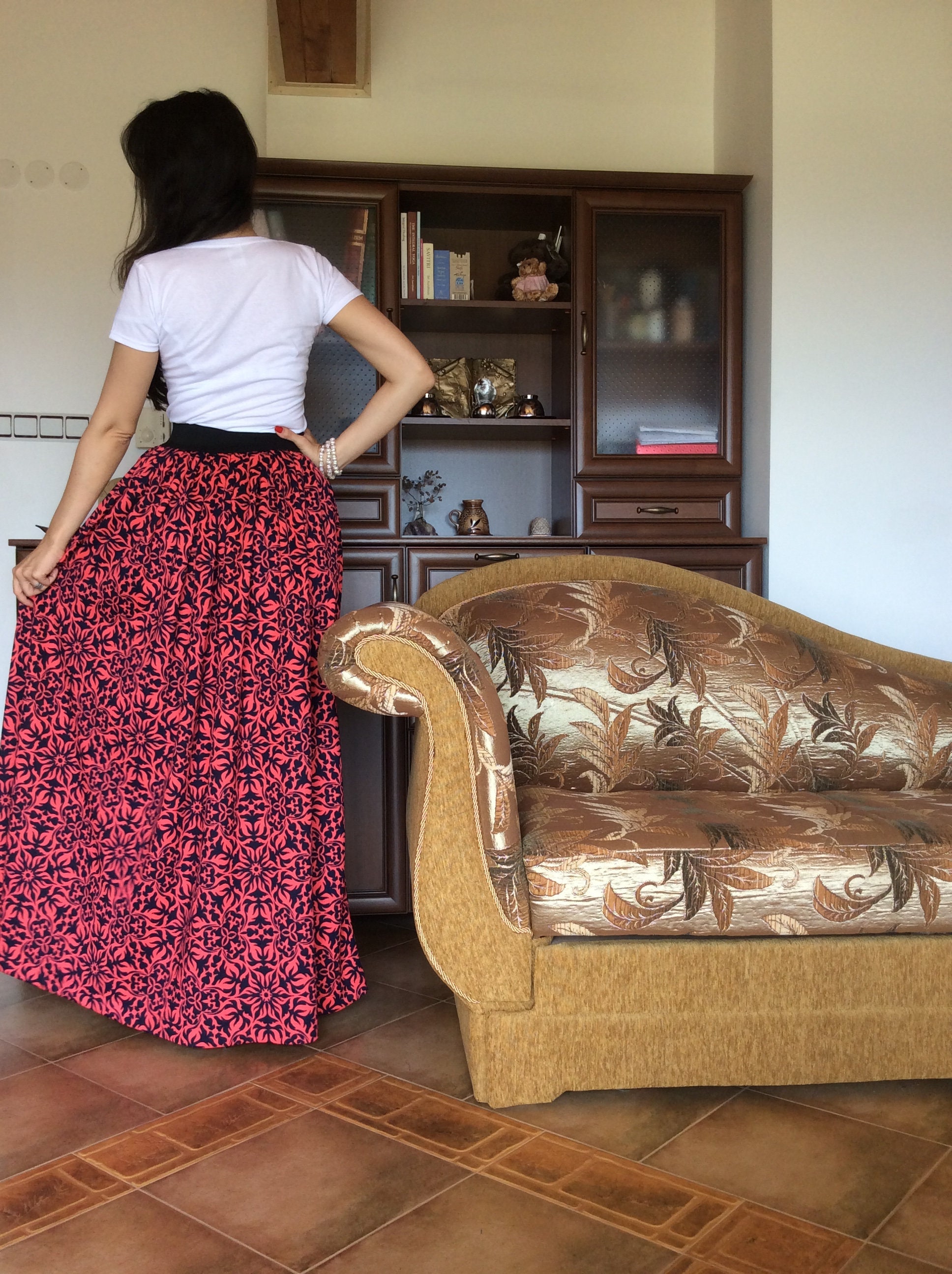 Womens Skirt Long Skirt Maxi Skirt Floral Print Skirt | Etsy