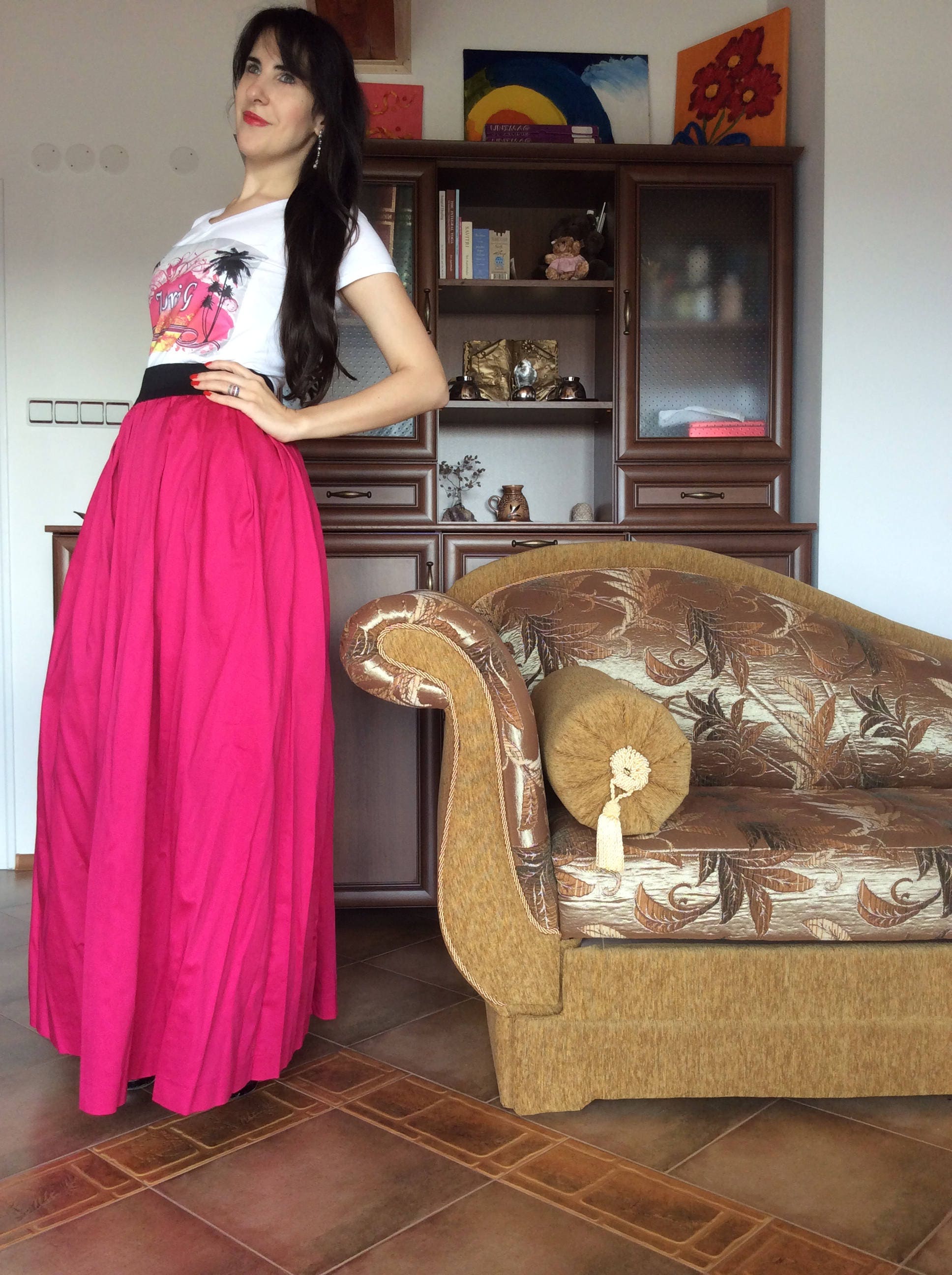 Womens Skirt Long Skirt Maxi Skirt Pink Skirt Pleated | Etsy