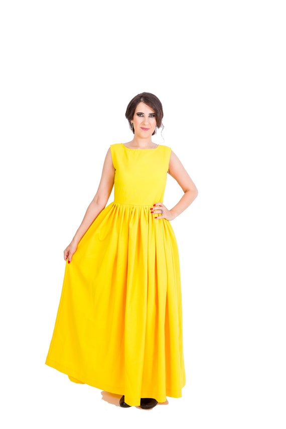 bright yellow long dress
